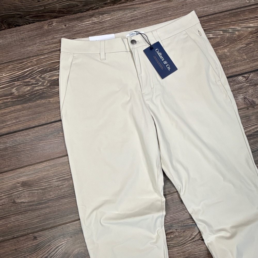 Collars & Co Men Size 32x32 Apex Tech Pant Ivory Tailored Fit Performance NEW